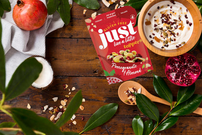 Just Live a Little Toppers Pomegranate & Almond 1kg | Trail Mix Cereal Topper, Dried Fruit Snack with Almonds, Pumpkin Seeds, Pomegranate, Cranberries & Raisins | Healthy Trail Mix