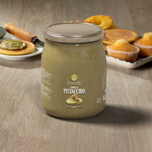 Scyavuru Pistachio Cream Spread 600g – Authentic Sicilian Pistachio Spread – Smooth & Velvety – Ideal for Toast, Desserts & Baking – Gluten Free