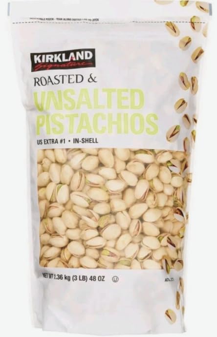 Kirkland Signature Roasted & Unsalted Pistachios, 1.36 Kg Bag – Large Bulk Bag of Premium Nuts for Snacking, Cooking and Baking
