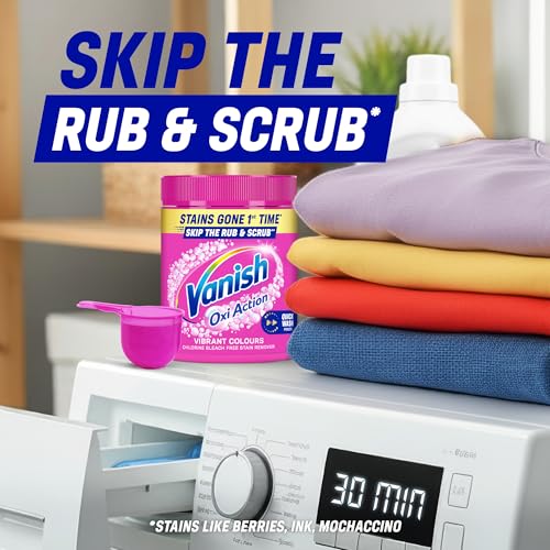 Vanish Gold Oxi Action Stain Remover & Laundry Booster Powder for Colours 1.9 kg | Removes Tough Stains at 20°C in 30 Mins in Just One Wash | Safe on Everyday Fabrics (Packaging May Vary)