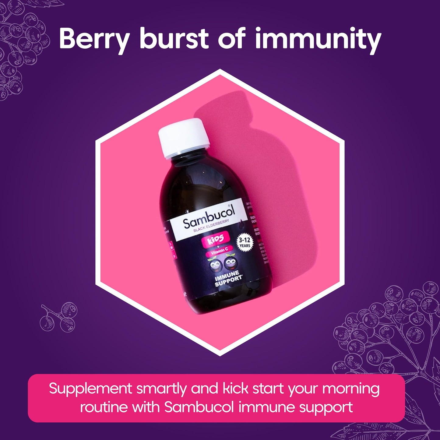 Sambucol Natural Black Elderberry Kids Liquid | Vitamin C | Immune Support Supplement | 230ml