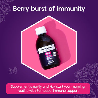 Sambucol Natural Black Elderberry Kids Liquid | Vitamin C | Immune Support Supplement | 230ml