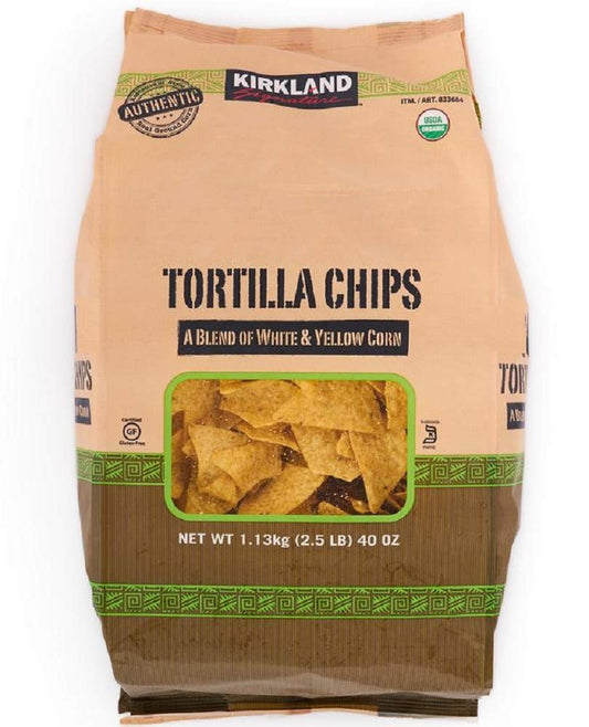 Kirkland Signature Tortilla Chips | Made in USA | (1.13kg) (Pack of 2) Hummus Recipe Included
