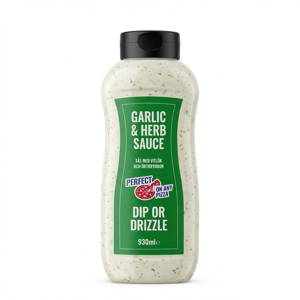 Garlic & Herb Sauce 930ml – Creamy Dip or Drizzle Sauce for Pizza, Fries, Wraps, Burgers and Snacks