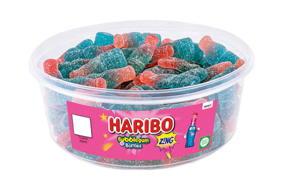 HARIBO Bubblegum Bottles Zng – 75 Pieces of Fruity Gummy Sweets – 638g Tub