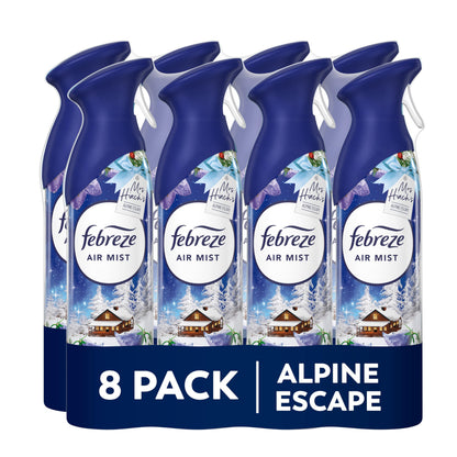 Febreze Air Freshener Spray Alpine Escape 8x185ML, 2in1 Fight Odours and Freshens