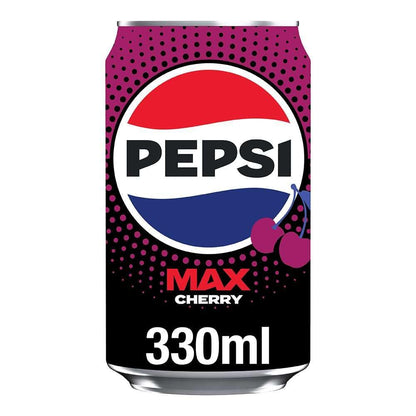 Pepsi Max Cherry No Sugar Cola Cans 24 x 330ml