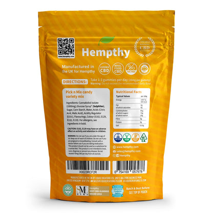 Hempthy CBD Pick n Mix Gummies, High Strength 1000mg, 20mg x 50 Gummies, 1000mg Total CBD, THC Free, Best UK CBD Gummy Bears (50 Pack, Gummy Bears)