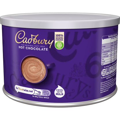 Cadbury Drinking Chocolate, OFFICIAL, Fair Trade Cocoa for Swirling into Hot Milk, 25% Cocoa Solids Minimum, 3 x 1 Kg