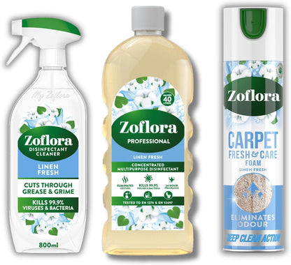 Zoflora Concentrated Linen Fresh Disinfectant Liquid, 1 Litre, Powerful Antibacterial & Multi-Surface Cleaner, Kills 99.9% of Bacteria & Viruses (6 Units)