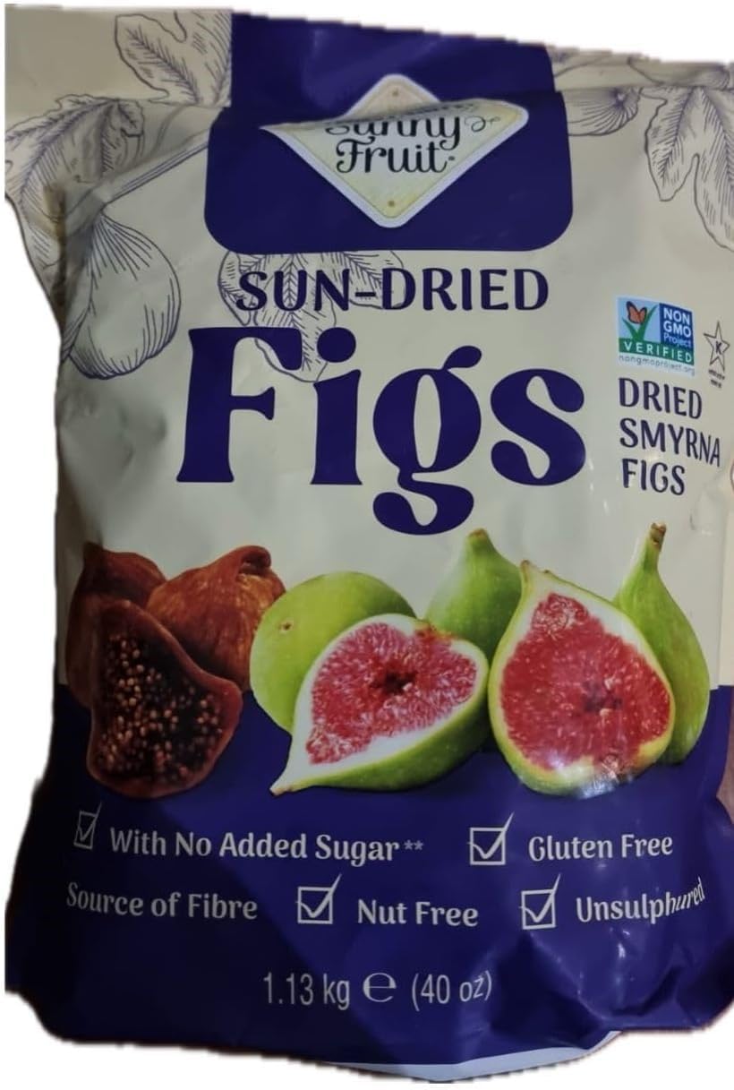 Sunny Fruit Sun-Dried Smyrna Figs, No Added Sugar, Gluten Free, Nut Free, Source of Fibre, 1.13kg