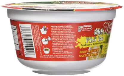 ACECOOK Oh Ricey Instant Rice Noodle Beef Bowl, 70 g - Pack of 12