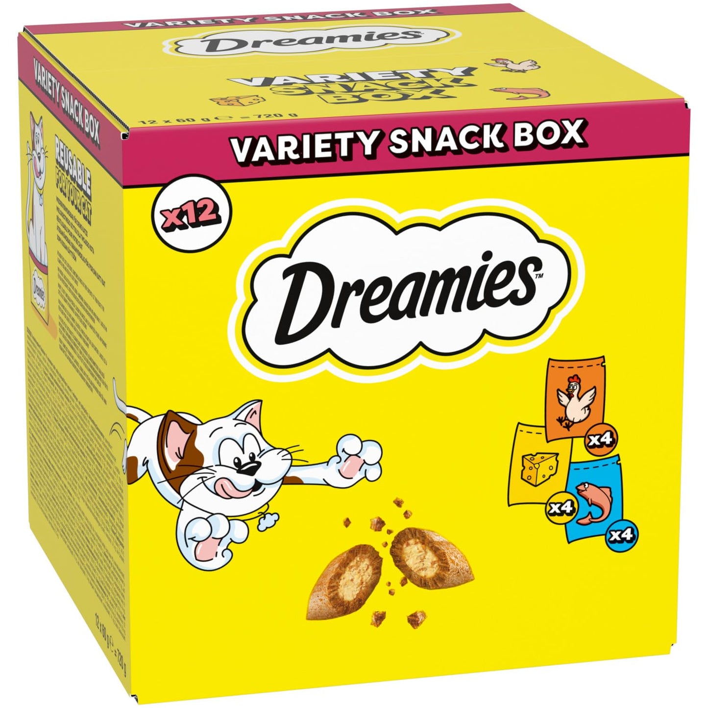 DREAMIES - Tempting Cat Treats - 8 x 60 g - Beef - Multipack Biscuits - 8 Pouches