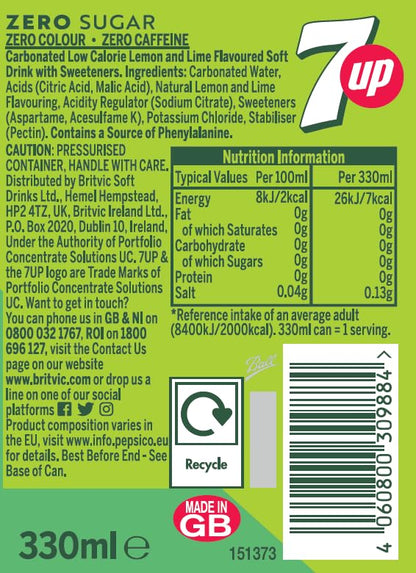 7UP Free, 330 ml (Pack of 24)