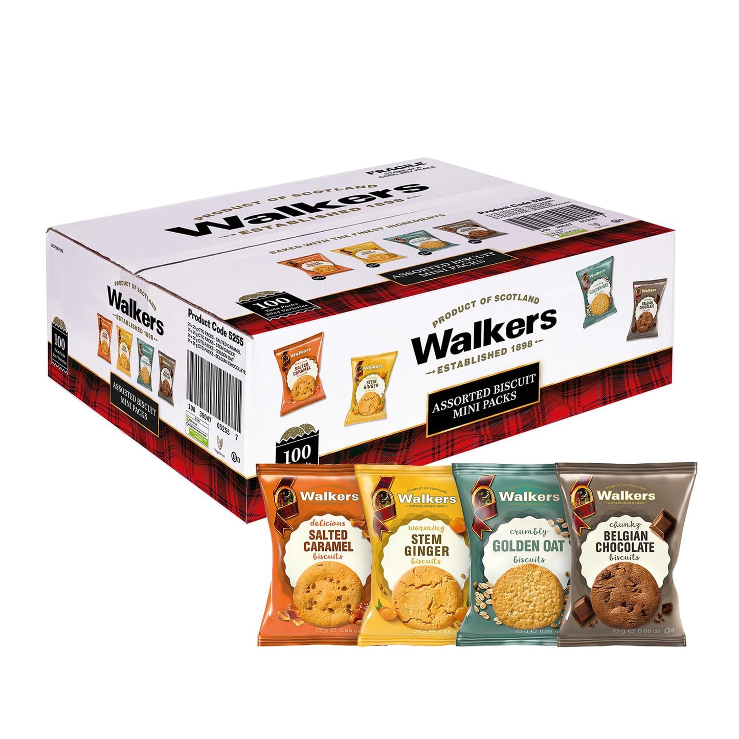 Walker's Shortbread Belgian Stem Ginger & Lemon Chocolate Chunk Assorted Golden Oat Biscuits
