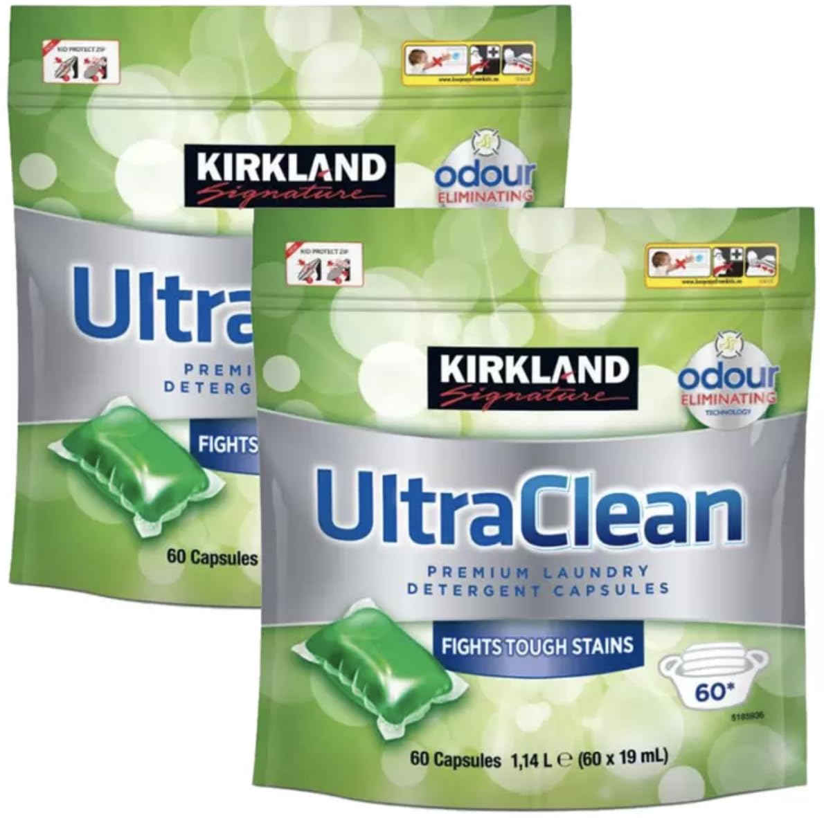 Kirkland Signature Ultra Clean Laundry Bio Detergent, 2 x 60 Pack