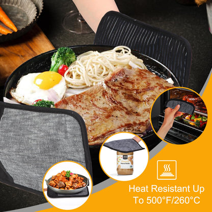 Kitchen Oven Mitts 4pcs Set- Non-Slip Cotton Oven Mitt & Pot Holders – Heat Resistant, Durable & Machine-Washable -Two Long Mit & Two Pot Holder