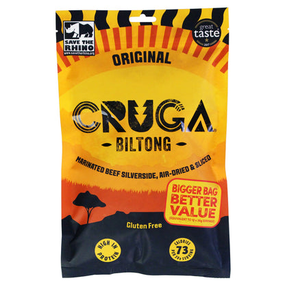 Cruga Biltong Original Marinated Beef Silverside Jerky Protein Snack Pack 300g