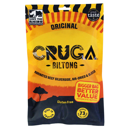 Cruga Biltong Original Marinated Beef Silverside Jerky Protein Snack Pack 300g
