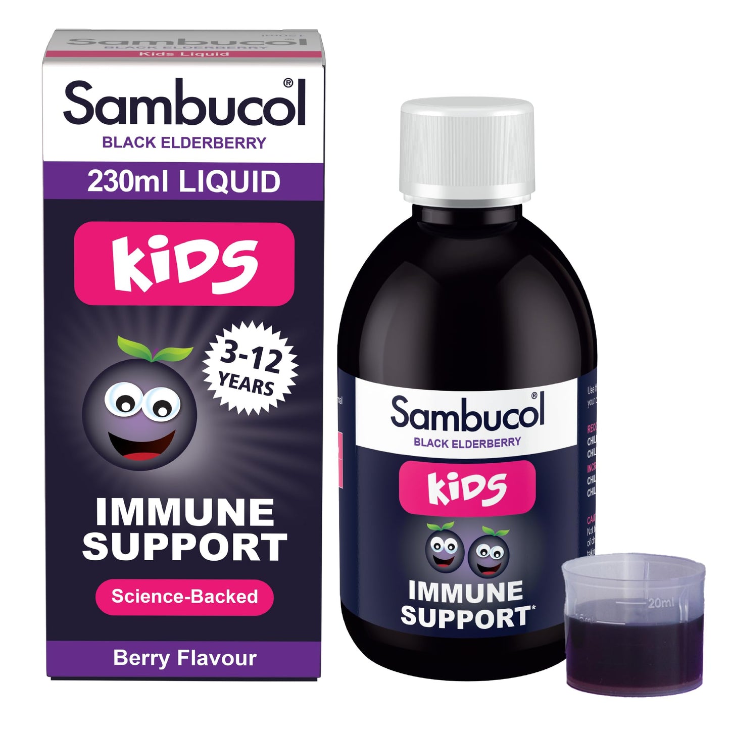 Sambucol Natural Black Elderberry Kids Liquid | Vitamin C | Immune Support Supplement | 230ml