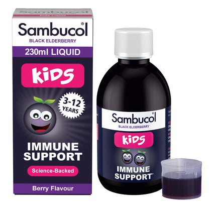 Sambucol Natural Black Elderberry Kids Liquid | Vitamin C | Immune Support Supplement | 230ml