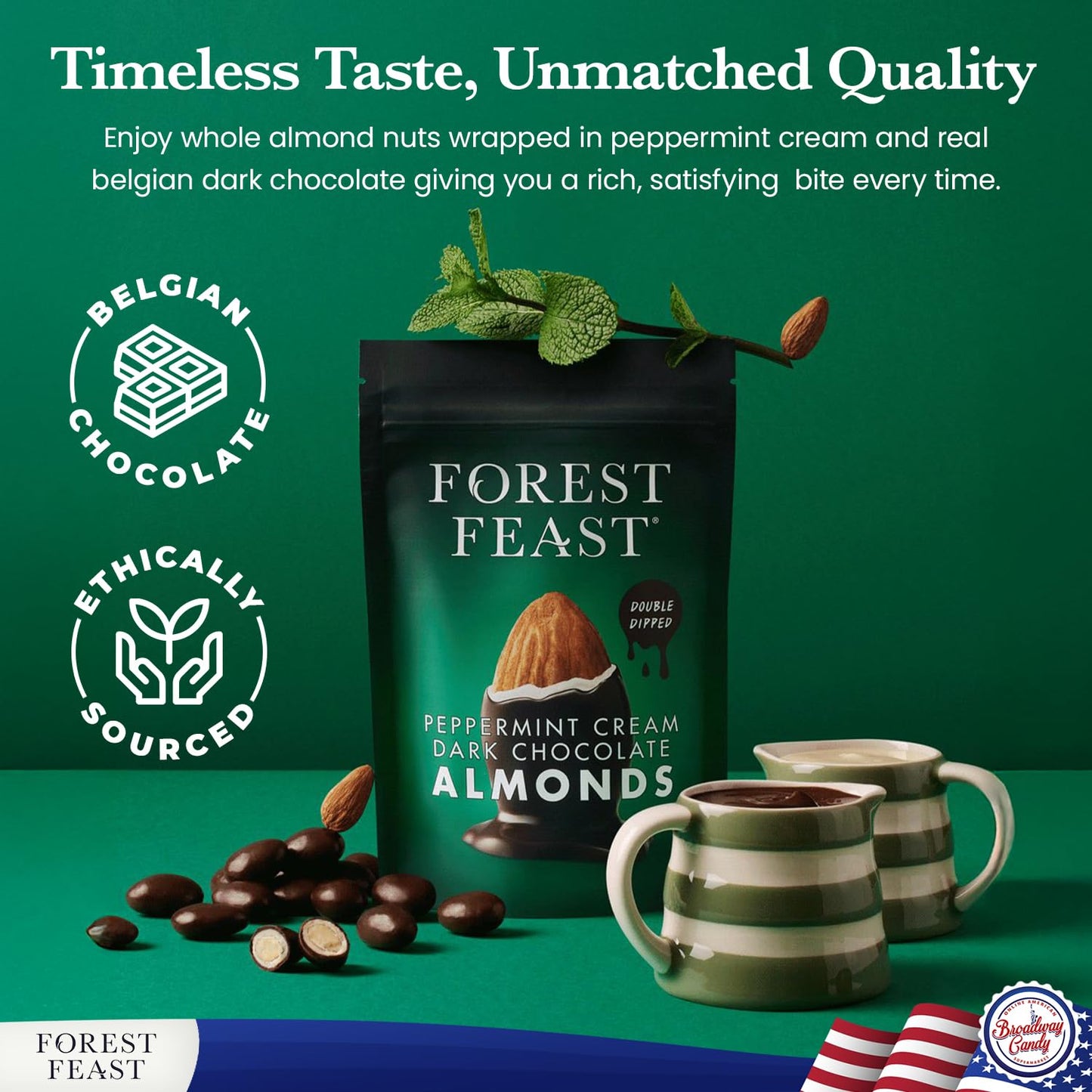 Forest Feast Peppermint Cream Dark Chocolate Almonds, 120g