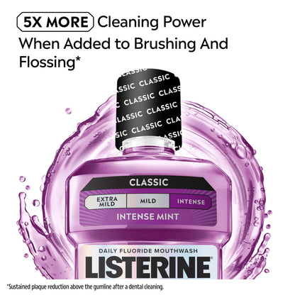 Listerine Total Care Intense Taste Classic Antibacterial Mouthwash (1000ml), Fresh Mint Blast Flavour With 6-in-1 Benefits