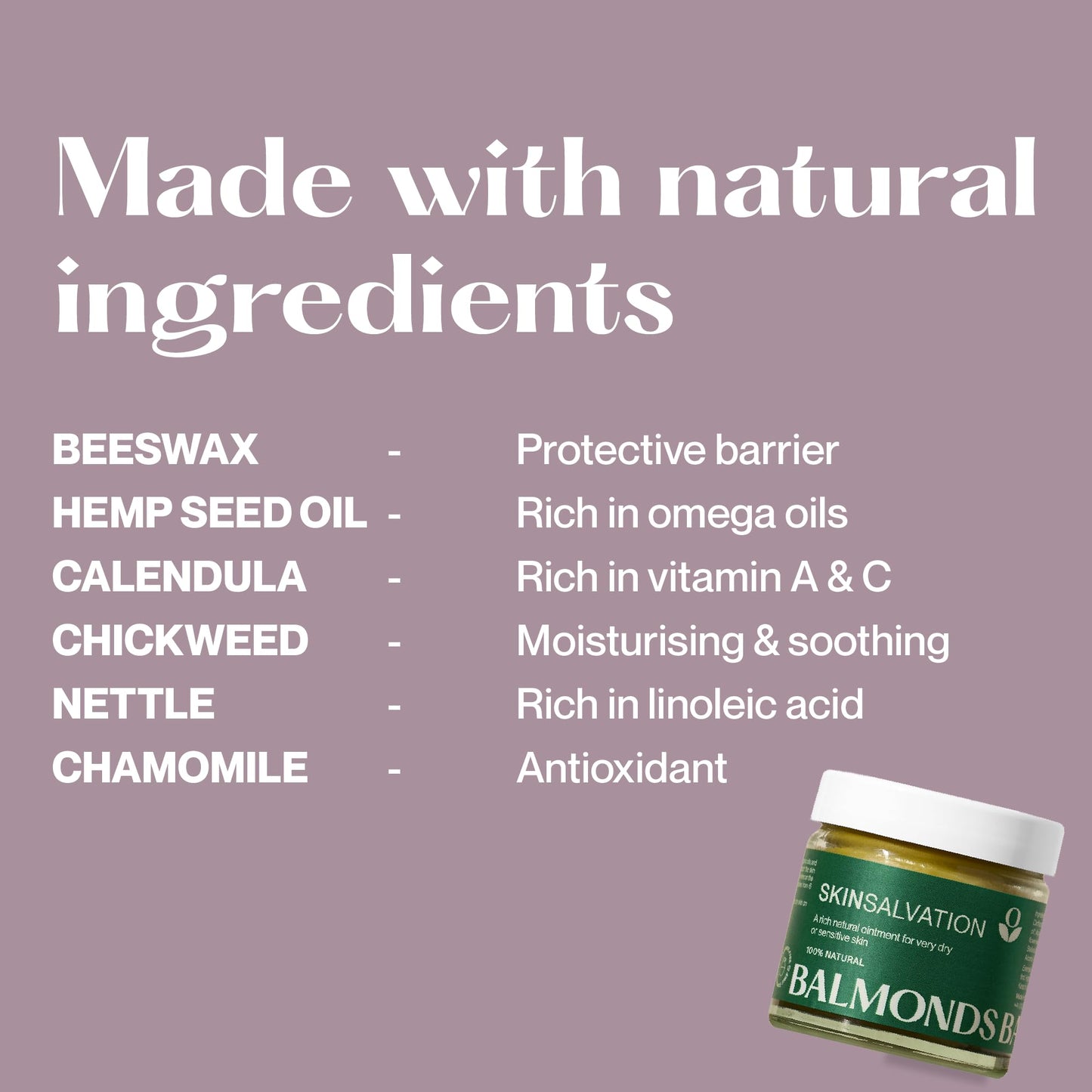 Balmonds Skin Salvation Moisturising Balm - Natural Eczema & Psoriasis Treatment Suitable for All Ages, Handmade in UK