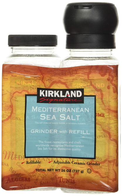 Kirkland Signature Mediterranean Sea Salt Spice Adjustable Grinder + Refill 737g