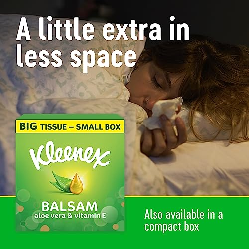 Kleenex® Balsam Facial Tissues - Pack of 12 Tissue Boxes - Balm Tissues Protect and Soothe Your Nose When You've Got a Cold - Balmcare® with Aloe Vera, Vitamin E and Calendula