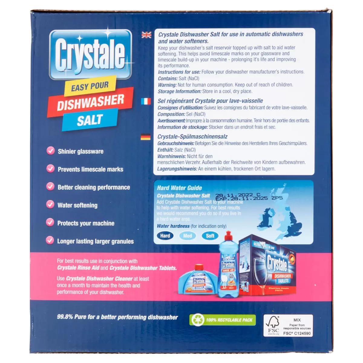 Crystale 2kg Dishwasher Salt for Dishwashers and Water Softeners, High Purity
