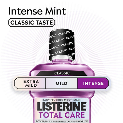 Listerine Total Care Intense Taste Classic Antibacterial Mouthwash (1000ml), Fresh Mint Blast Flavour With 6-in-1 Benefits