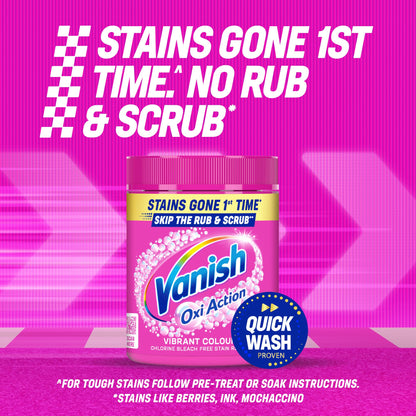 Vanish Gold Oxi Action Stain Remover & Laundry Booster Powder for Colours 1.9 kg | Removes Tough Stains at 20°C in 30 Mins in Just One Wash | Safe on Everyday Fabrics (Packaging May Vary)