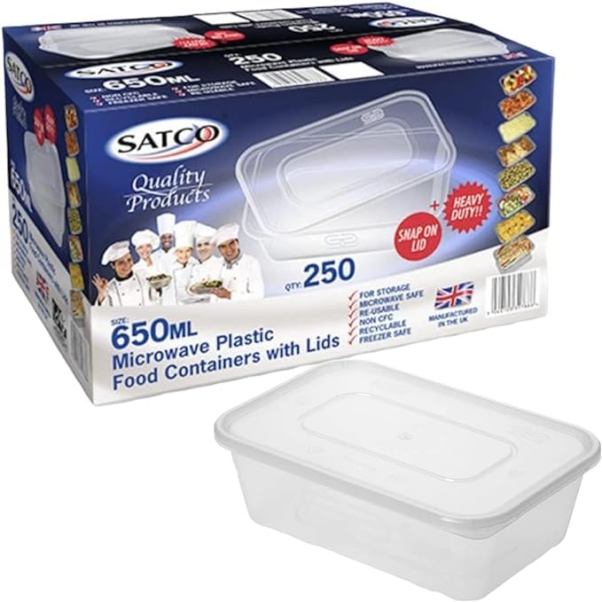 Aammus Disposable food containers with lids SATCO 650ml x 250 boxes sold by Shop 4 less