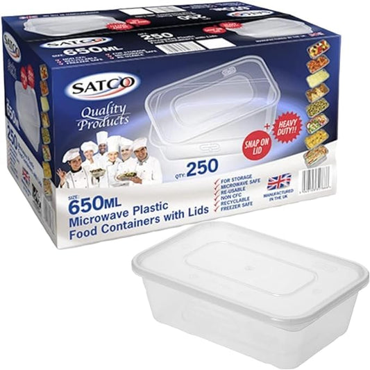Aammus Disposable food containers with lids SATCO 650ml x 250 boxes sold by Shop 4 less