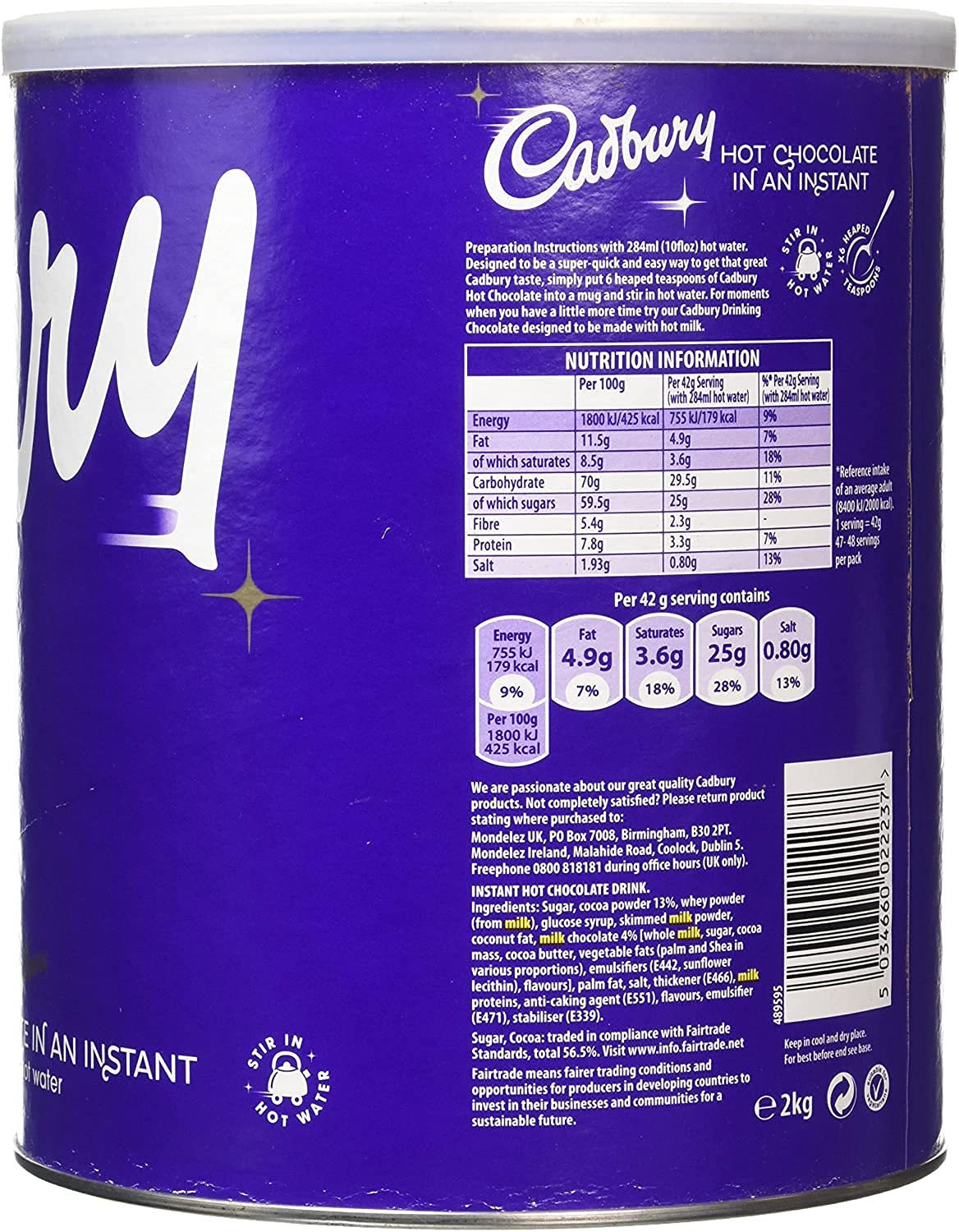 Cadbury Instant Hot Chocolate - 6x2kg