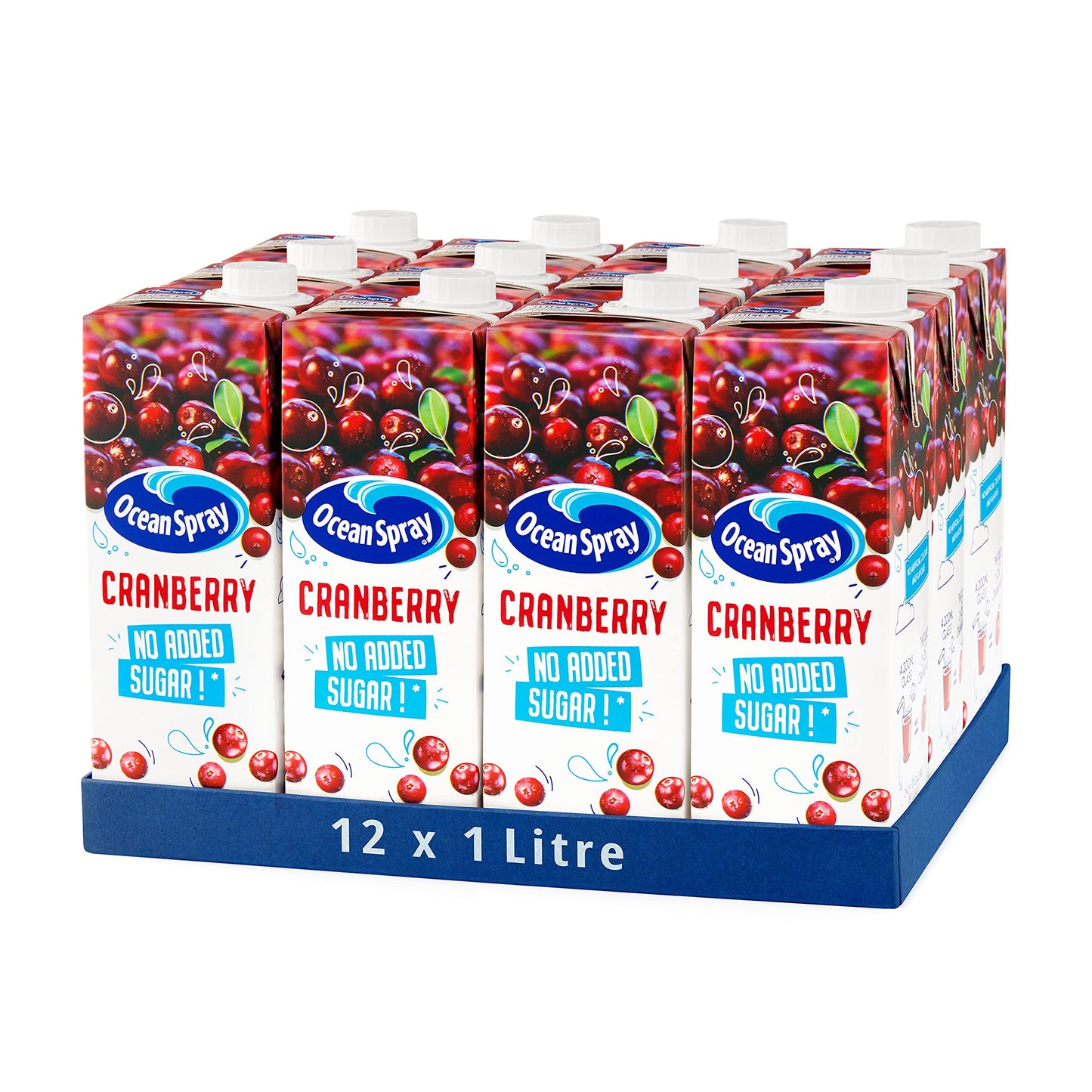 Ocean Spray Classic Cranberry Juice with No Added Sugar, 1L Carton (12-Pack)
