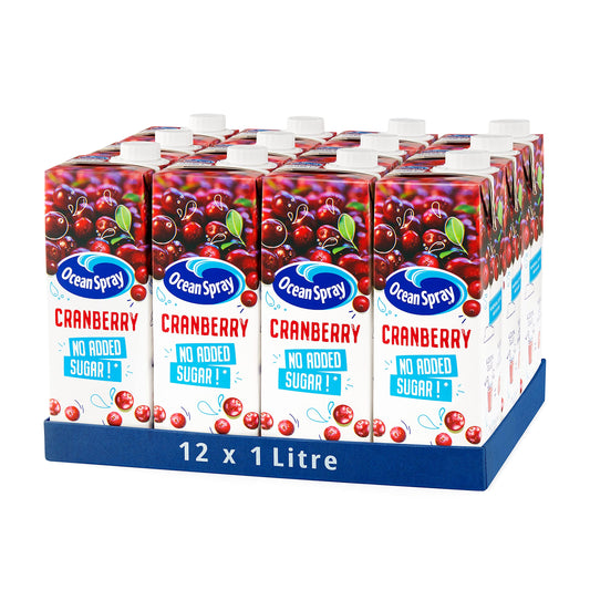 Ocean Spray Classic Cranberry Juice with No Added Sugar, 1L Carton (12-Pack)