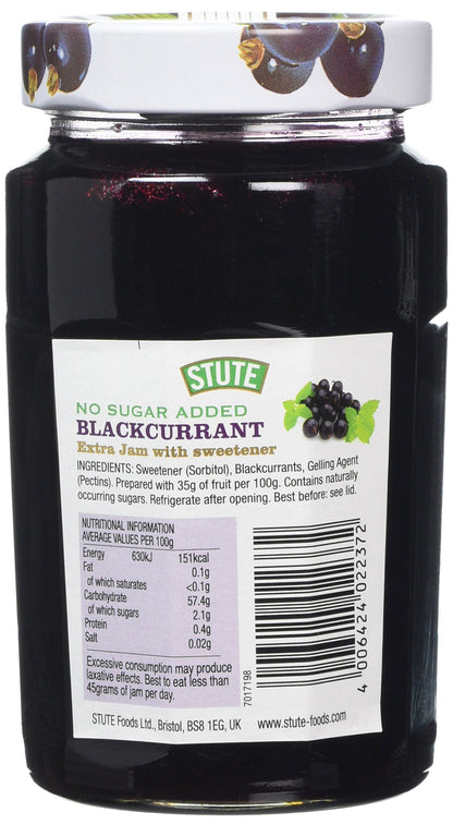 Stute Diabetic Blackcurrant Extra Jam, 430 g, Pack of 6