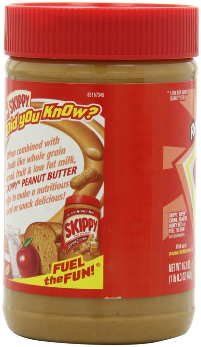 SKIPPY Peanut Butter, Roasted Honey Nut Super Chunk, 16.3-Ounce Jars (Pack of 6)