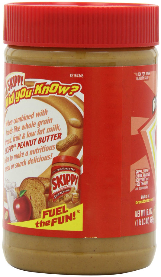 SKIPPY Peanut Butter, Roasted Honey Nut Super Chunk, 16.3-Ounce Jars (Pack of 6)