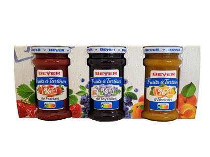 BEYER - Nutriscore A - 3 x Fruit Spreads (Strawberries, Blueberries, Apricots) - 96% Fruit