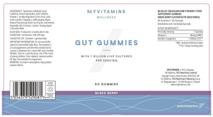 Myprotein Gut Gummies – Probiotic Gummies with Vitamin C – Supports Digestion, Gut Health & Immune System – Mixed Berry Flavor – Gluten-Free – 60 Gummies