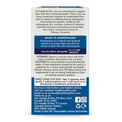Health & Him Andropause Supplements for Men – Multivitamin Support, Vegan & Gluten Free