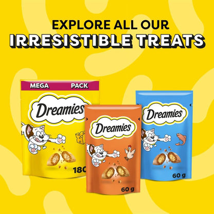 DREAMIES - Tempting Cat Treats - 8 x 60 g - Beef - Multipack Biscuits - 8 Pouches
