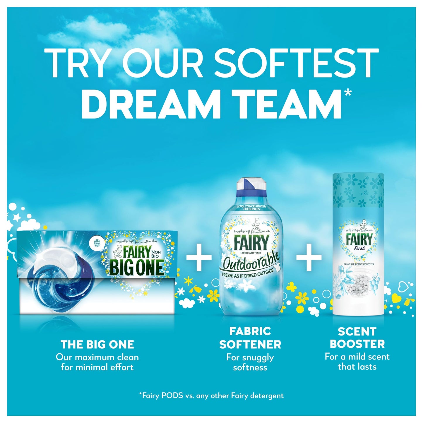 Fairy Non Bio The Big One PODS®, Washing Liquid Laundry Detergent Capasules, 35 Washes, 2X Stain Removal, Huggably Soft For Sensitive Skin