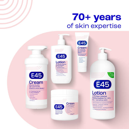 E45 Dermatological Moisturising Lotion 200 ml – Body Lotion – Daily Moisturiser for Long-Lasting Hydration for Dry Skin and Sensitive Skin – Protect from Dryness, Reduce Redness and Flaking