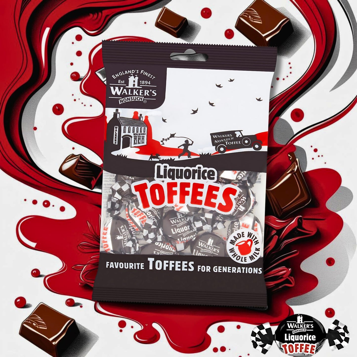 Walkers Nonsuch Liquorice Toffees (150g) - Pack of 2